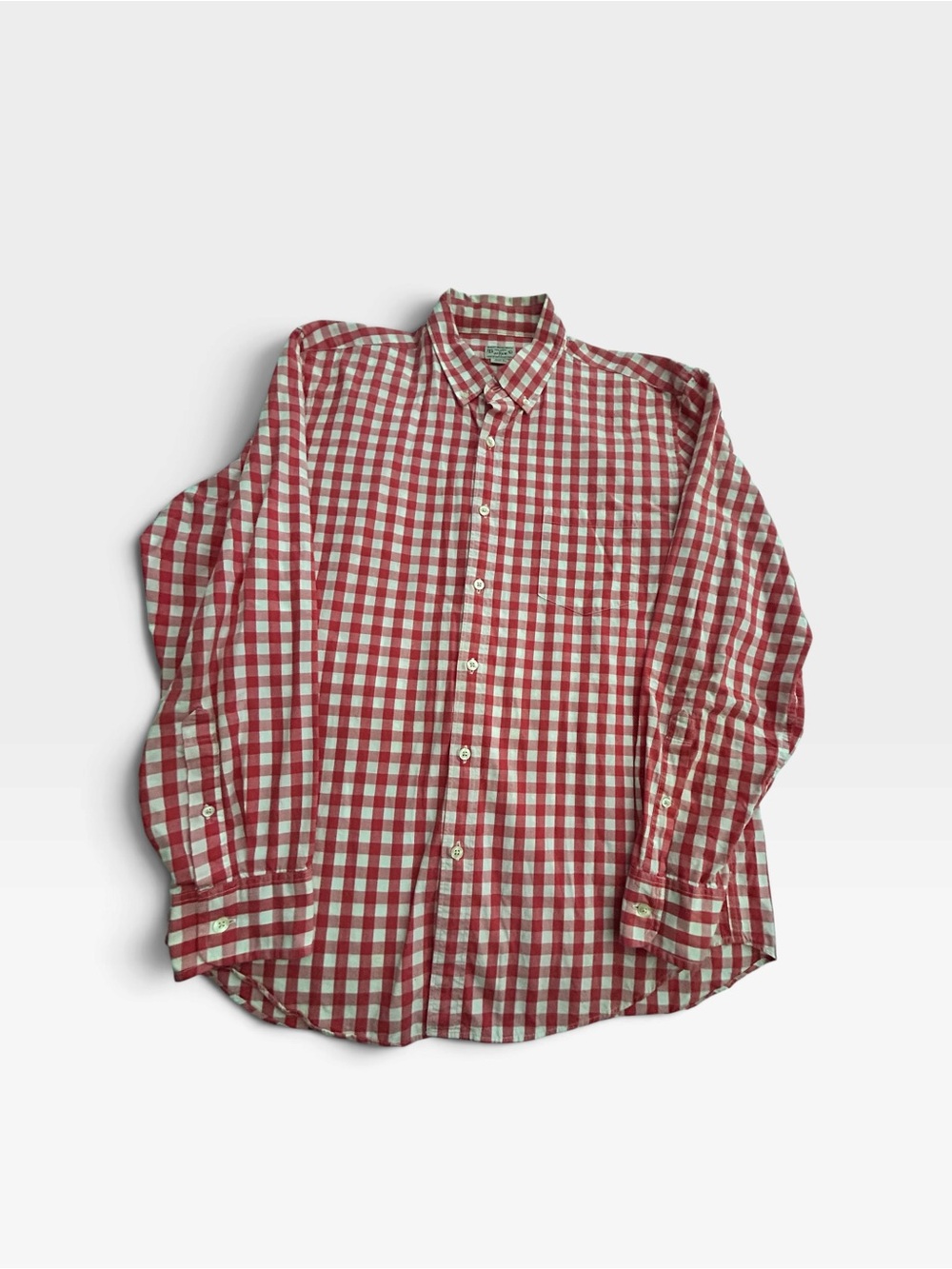 J. Crew Red and White Gingham Button-Down Shirt